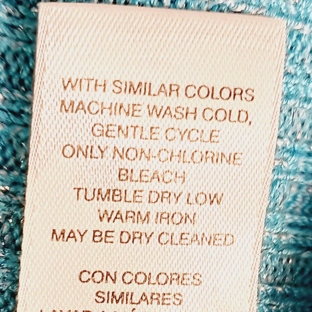 Chico's, Turquoise Blue, Sparkle, Ribbed Knit Top with 3/4 Sleeves, Size Small - Picture 12 of 12
